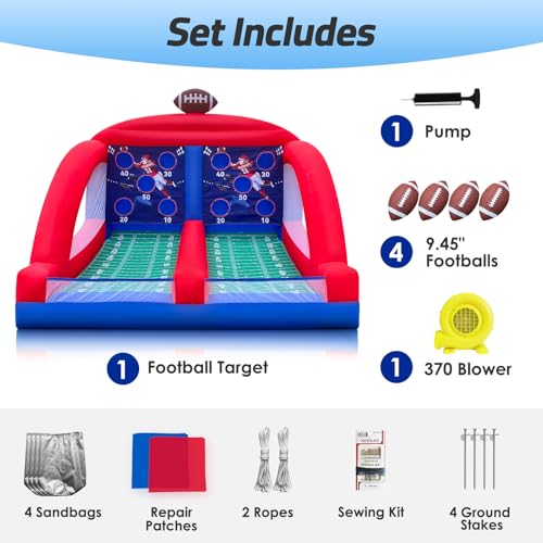 Inflatable Carnival Game Football Toss Game with 4 Inflatable Footalls, Throwing Target Game, Football Target Practice for Outdoor Event, Carnival