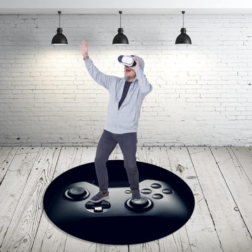 Black Gaming Chair Mat for Hardwood Floor Anti-Slip, Round Office Computer Carpet for Teen Bedroom Decor, Office Gaming Room, Round 47"
