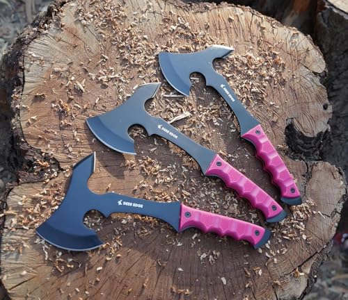 Pink Throwing Axe Set, 6 Pack 11.5" Throwing Axes for Women - Axe Throwing Game, Target Practice & Recreation, Balanced Hatchets with Nylon Sheath, Gift for Her - style: Pink Handle