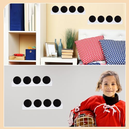2 Pcs Hockey Puck Display Case Acrylic Ice Hockey Display Holder Shelf Wall Mount Storage Rack for 4 Pucks for Collecting Pucks Room Decoration