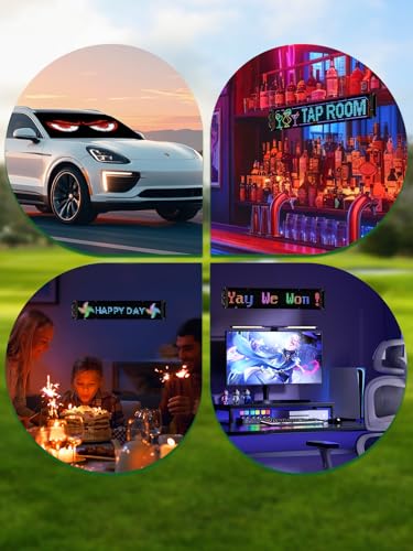 24 "* 5" Golf Cart Devil Eyes Light Sign,LED Sign for Store, Programmable Flexible LED Matrix Panel with APP and Remote Control,Pre-Made Animations & Customizable - size: 24"*5"