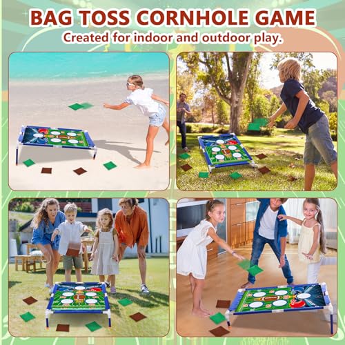 Gemscream Football Bean Bag Toss Games with 6 Bean Bags Portable PVC Framed Cornhole Game Set for Family Holiday Birthday Party