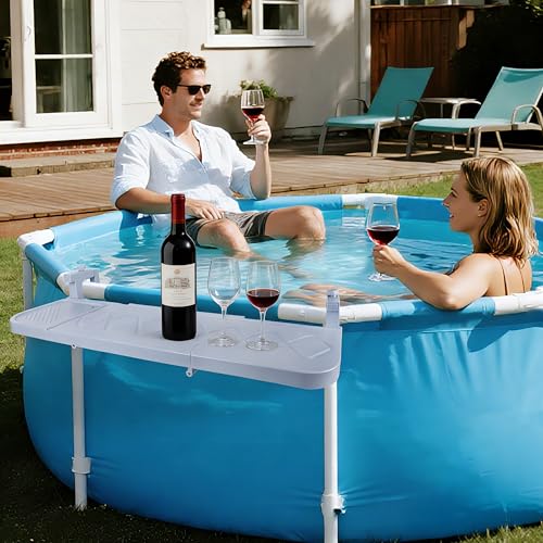 winemana Pool Bar for Above Ground Pool Swim Up Bar 38.4" x12" Adjustable Poolside Table Foldable Swimming Pool Shelf Fits Round Oval Rectangle Pools Clip-On Drink Table for Deck Patio, Grey - color: Grey