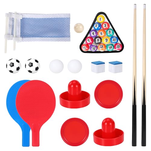 4-in-1 Multi Game Table – Air Hockey, Foosball, Pool & Table Tennis Combo Set, Stackable Design for Family Game Room