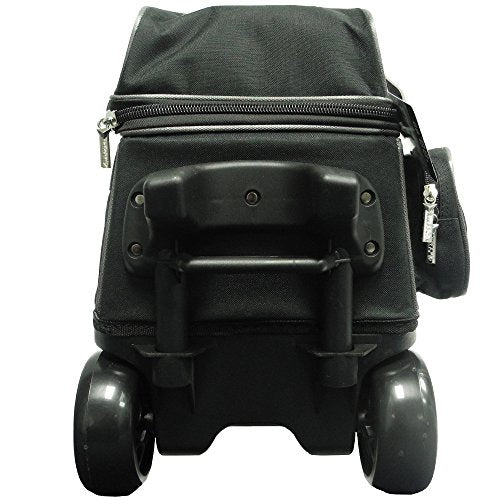 Pyramid Path Premium Deluxe 2 Ball Double Roller Bowling Bag With Large Separate Shoe Compartment (Up To US Mens Size 15) and Oversized Accessory Pocket, Retractable Locking Handle - Extends to 37" - color: Silver