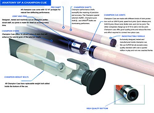 Combo Deal ! Champion Constellation Pool cue and Nemesis Jump and Break cue, Pro Taper,2X2 Cue Case, Two Champion Gloves - size: Jump break cue 20oz, Playing cue 19oz, style: Model 4