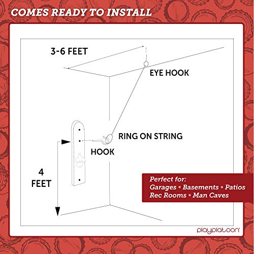 Play Platoon Hook and Ring Toss Bar Game for Adults - Wood Toss Ring Game for Adults - Perfect Home, Basements, & Bar Gifts - color: Rustic White Wood