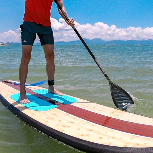 Abahub 1 x 3 Section Carbon Fiber SUP Paddle, Adjustable 67''-86'' Stand Up Paddle Lightweight Carbon Shaft, Black/Blue/Yellow/Green/Orange/Red Plastic Blade + Paddle Bag - color: Blue Honeycomb Print