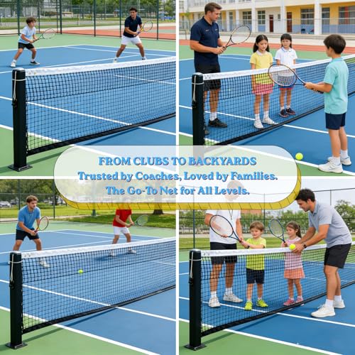 Professional Tennis Net 42ft x 3.5ft – Machine-Woven Double Layer, 3.0mm Twisted PE, 4.5cm Mesh, UV/Waterproof, 6mm Steel Cable – Complete Kit for Court, Backyard or Driveway