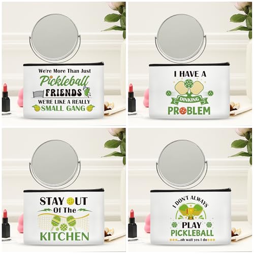 4 Pcs Pickleball Gifts Makeup Bags Dink Ball Bags for or Women Men Cosmetic Bag Christmas Gifts for Women Girls Zipper Canvas Toiletry Bag - style: Pickleball