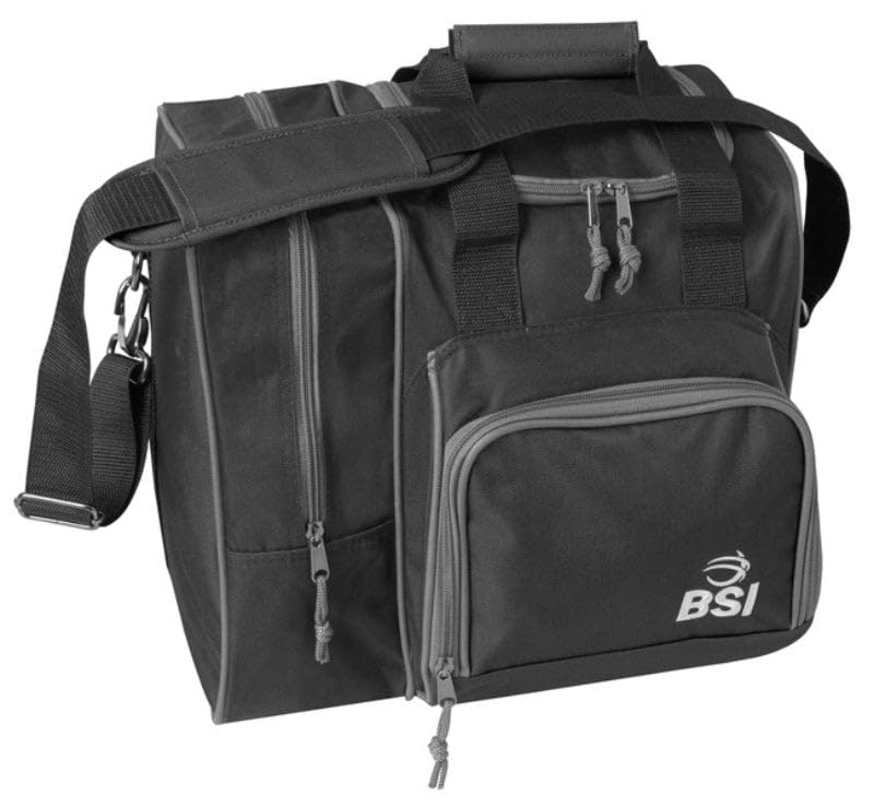 BSI Deluxe Single Ball Tote Bowling Bag with Shoe Compartment & Accessory Storage - color: Red/Black