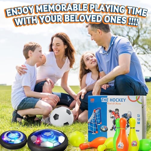 Nazano 4-in-1 Hover Soccer Ball Set, Rechargable Air Floating Soccer Toy with LED Lights, Indoor & Outdoor Kids Sports Toys, Christmas Birthday Gifts for Boys Girls Aged 3 4 5 6 7 8-12 - size: 4-IN-1 HOCKEY SOCCER BALL SET