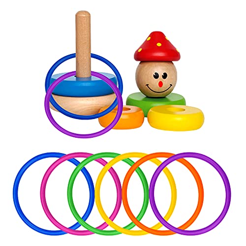 Topbuti 24 Pcs Multicolor Plastic Toss Rings Ring Toss Game Carnival Rings for Speed and Agility Practice Games, Garden Backyard Outdoor Games, Bridal Shower Game, Game Booth (3.94 Inch)