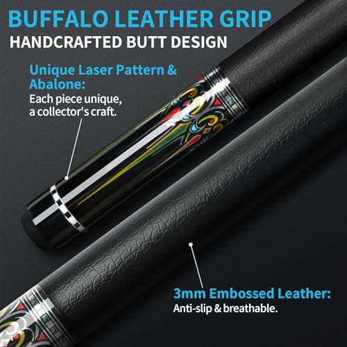 AKLOT Carbon Fiber Pool Cue Stick 58", Billiard Cue Sticks 19-19.5oz, Low Deflection Billiard Stick with 12.5mm Tip, Professional Carbon Fiber Pool Sticks for Adults - color: Yellow