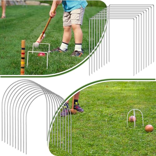 Set of 10 Croquet Wickets Replacement for Croquet Metal Hoops with Galvanized and Plastic Coating for Family Lawn Backyard Outdoor Game (Square) - size: Square