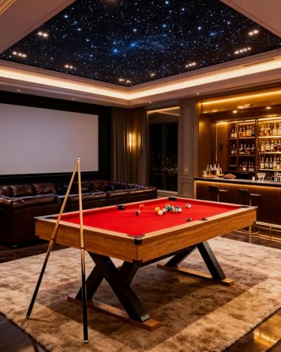 7 FT Professional Billiard Table for Home & Game Room, K-Leg Pool Table with Complete Accessories Set (2 Cues, 16 Balls, 2 Chalks, Triangle, Brush), Rustic Grey Finish, 84 x 46 x 32 Inch - color: red