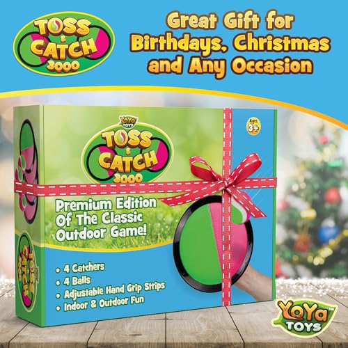 YoYa Toys Toss and Catch Ball Game Toy Set - 4 Paddles & 4 Sticky Balls - Fun Kids Outdoor Games Activity for Backyard, Beach, Park, Camping - Gift for Boys & Girls Ages 4 5 6 7 8 9 10 11 12 Year Old - style: 4 Paddles + 4 Balls