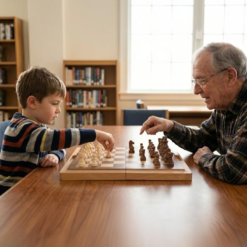 GSE Games & Sports Expert 16" Deluxe 3-in-1 Wooden Folding Chess, Checker & Backgammon Board Game Combo Set, Portable Travel Game Set for Kids & Adults