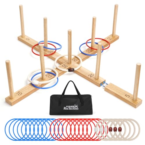Peradix Ring Toss Game for Kids, Indoor & Outdoor Fun Holiday, Easy Setup & Magnetic Extension, Lawn Yard Games Outdoor Adults Family Party Backyard Beach Outside Game Toys, 26 Rings & Carrying Bag