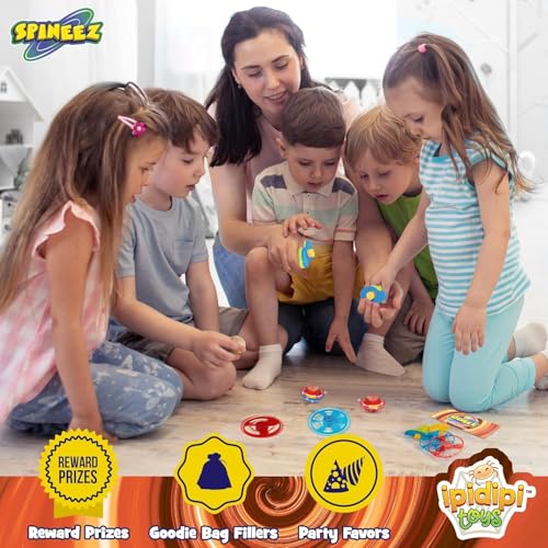 IPIDIPI TOYS Spineez Light Up Flying Saucer Spinning Tops – 12-Pack UFO Spinner Toy - Spinning Tops for Kids - Birthday Party Favors, Goodie Bag Stuffers, Classroom Prizes for Boys & Girls – Red - color: Ufo Red
