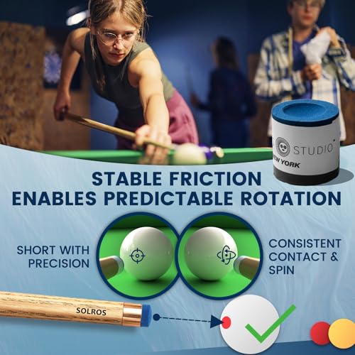 SOLROS Billiards Cue Chalk - High Performance Pure Round Pro Chalk | Color:Blue,3PCS,Low Dust & Long Lasting,Ready to Usez,Smooth Control,for Any Venue - color: Blue