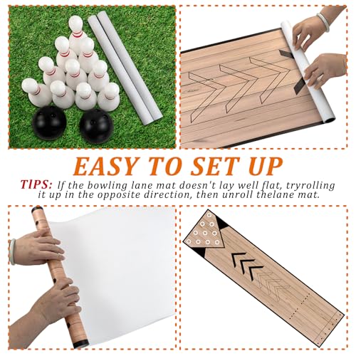 Mini Bowling Set, Home Bowling Ball Set, Indoor & Outdoor Bowling Alley Set with Lane, Bowling Pins & Ball Set, Full Bowling Alley Set for Family & Friends