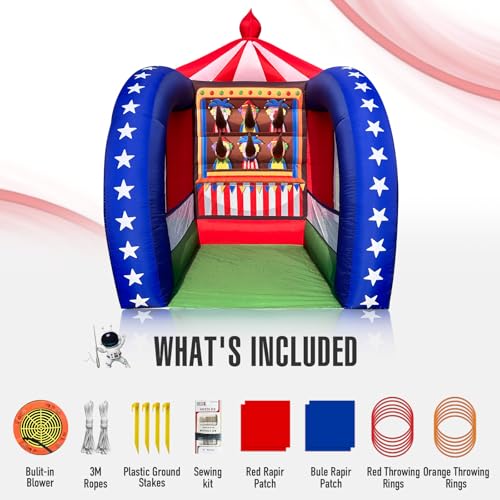 Inflatable Carnival Games — 6.5×6.5×9FT, Built-in Blower, Quick-Inflate — Ring Toss (Quick-Inflate Indoor & Outdoor Game for Backyard Parties, Team Challenges & Festival Events) - style: Ring Toss