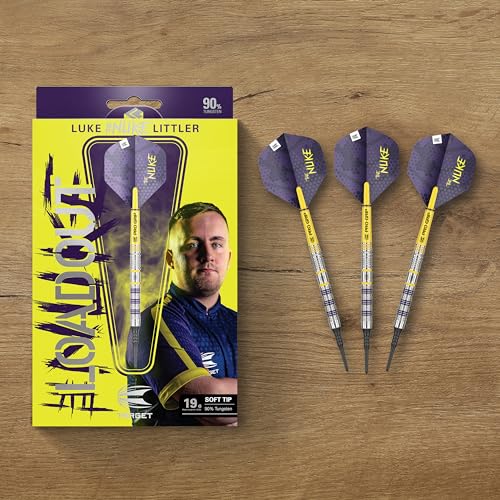 Target Darts Luke Littler Loadout Steel Tip Swiss Point Darts, 90% Tungsten Dart, 22G/23G/24G | Steel Tip Dart Set, Player Edition Swiss Points Dart Sets with Tool, Pro Grip Shafts & No.2 Flights - size: 19G