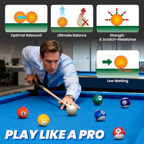 Pool Balls Billiard Set – 2-1/4" Regulation Size, 6 oz Professional Weight, AAA Grade Pure Resin, Pool Table Balls for Tournament, Bar, Game Room & Gifts - style: Classic