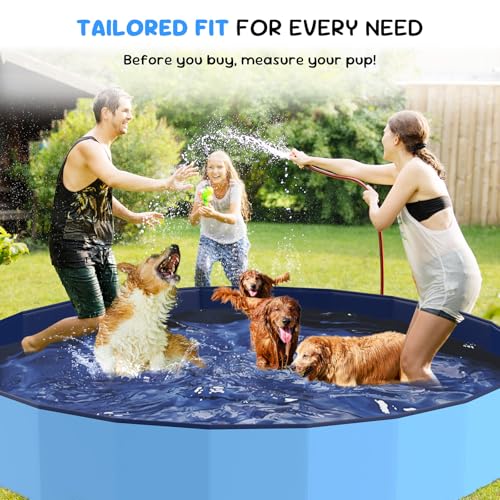 97'' Foldable Dog Pool, Kiddie Pool, Plastic Non-Slip Kids Pools, Heavy Duty Dog Pad for Large Dogs, Oversized Pet Dogs Bathtub, Indoor and Outdoor Kids Pet Wading Pools - size: XXXXXL - 97*16 IN - 511 Gal