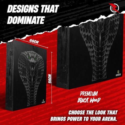 Ruthless Home Darts Centre with or Without LED Light Options | Home Dart Board Centre Including Cabinet, Dartboard and 2 Sets of Darts. - style: Cobra + LED Light