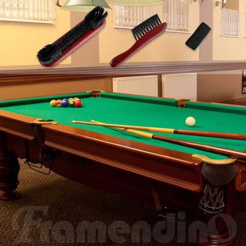 Framendino, 3 Pack Billiards Pool Table Rail Brush Cleaning Tools Set with Cleaner Cloth Wine Red - color: Wine Red