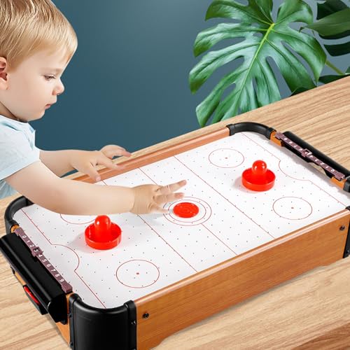 Air Hockey Table for Kids, 20 x 12 x 4 Portable Small Air Hockey Table, Floating Games with Electric Fan, Puzzle Tabletop Games for Kids Boy Girl, No Battery