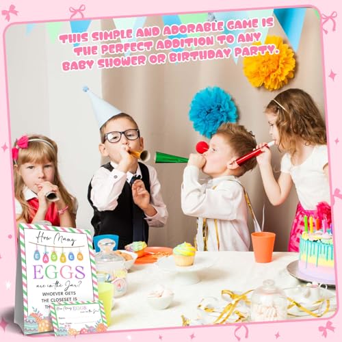 Eggs Easter Party Games for Adults Family Large Groups,Easter Games for Kids, How Many Eggs Are In The Jar,Birthday Party Game & Activities 50 Cards And Sign - size: easter