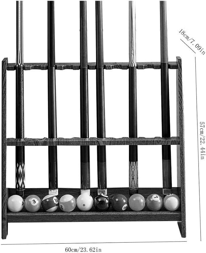 Ball Cue Stand Rack Home Solid Wood Pool Cue Rack,10 Pool Billiard Stick,Freestanding Billiard Cue Racks,Easy to Assemble 1/White/60x18x57cm