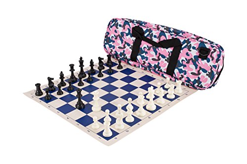 Deluxe Chess Set Combination - Triple Weighted - by US Chess Federation (Pink Camo) - color: Pink Camo