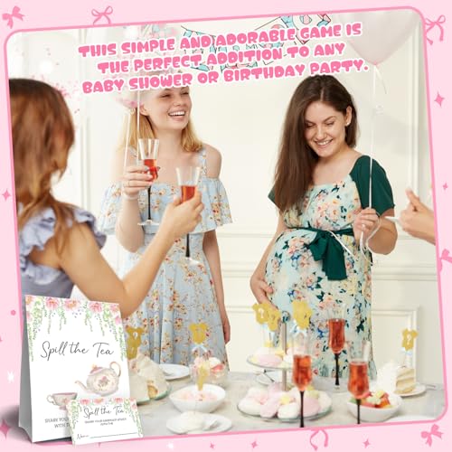 Spill The Tea Bridal Shower Game, Guess How Many Tea Bags In The Jar, Bachelorette Party Game & Activities 50 Cards And Sign, Perfect For Bridal Gatherings - size: teabags2