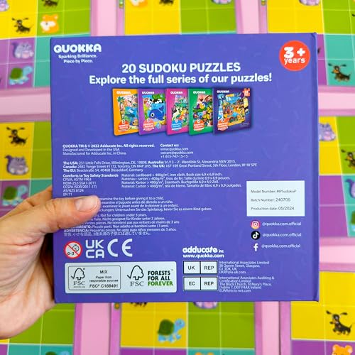 QUOKKA Magnetic Sudoku Toddler Puzzles Ages 2-4 - 20 Pieces Puzzles for Kids Ages 4-6 - Games for Kids Ages 3-5 Sudoku Book with 3 Levels: Easy, Medium, Hard - Educational Portable Travel Game - style: 11. 20 PCS ANIMALS