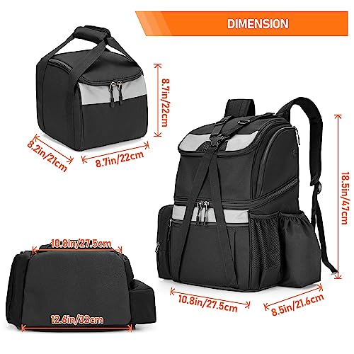Goburos Bowling Backpack with Inner Tote Bag, Ball Bag with Wooden Holder and Shoe Compartment, Fits US Mens Size 16 Shoes, Black