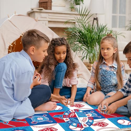 Civaner 3 Pcs Baseball Game for Kids with Spinner Baseball Conversation Party Game for Kids with Conversation Play Mat Spinner for Parties Classrooms School Activities