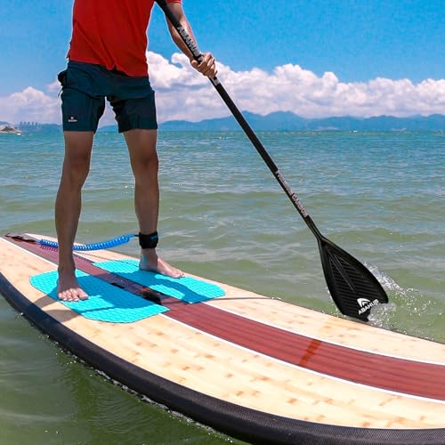 Abahub 1 x 3 Section Carbon Fiber SUP Paddle, Adjustable 67''-86'' Stand Up Paddle Lightweight Carbon Shaft, Black/Blue/Yellow/Green/Orange/Red Plastic Blade + Paddle Bag - color: Carbon Diagonal Print