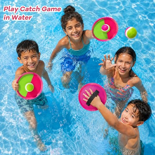 Toss and Catch Ball Set Boys Toys Outdoor Toys Yard Games Outside Games Beach Toys for Kids Ball and Catch Game with 4 Paddles and 4 Balls