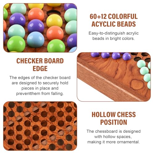 15" Large Upgraded Wooden Chinese Checkers Board Game, 16mm 60+12 Colorful Marbles, Easy Grasp, Storage Drawer, Perfect for Family Gathering
