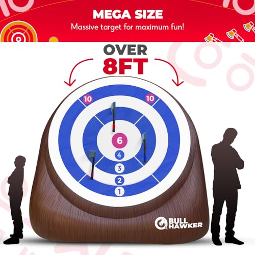 Swooc Games® - Bull Hawker™ | Giant Axe Darts with 15+ Games | Axe Throwing Game for Backyard with Air Pump | Large Outdoor Games for Adults and Family | Party Carnival Game | Throwing Yard Fun - size: XL - 8ft