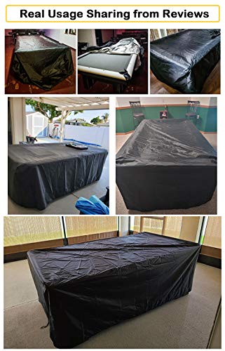 【2025 Upgraded Fabric】Saking Pool Table Cover, 6/7/8/9 Ft Heavy Duty Billiard Table Cover Indoor & Outdoor, Waterproof & Tearproof, 113" L x 61" W x 32" H, (9 Feet, Black)