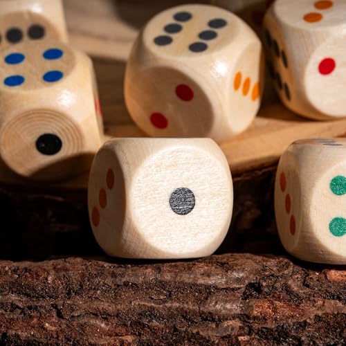 10pcs 16mm D6 Dice Set, Standard 6 Sided Dice Set Wooden Game Dices with Leather Bag for D&D, RPG,Table Board Game or Teaching Math - color: D6-color P
