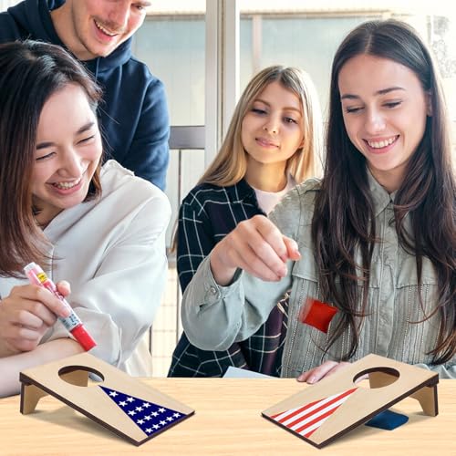 2PCS Mini Tabletop Cornhole Boards Toy, 4.7" W x 7.7" L Wooden Desktop Toss Game with 8 Bean Bags, Portable Game Set for Travel Home Office