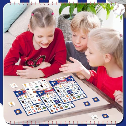 Liliful 35 Pcs Baseball Bingo Games 24 Players Sport Theme Bingo Cards for Boys Girls Adults Family Classroom Activities Sports Event Baseball Birthday Party Favors Supplies