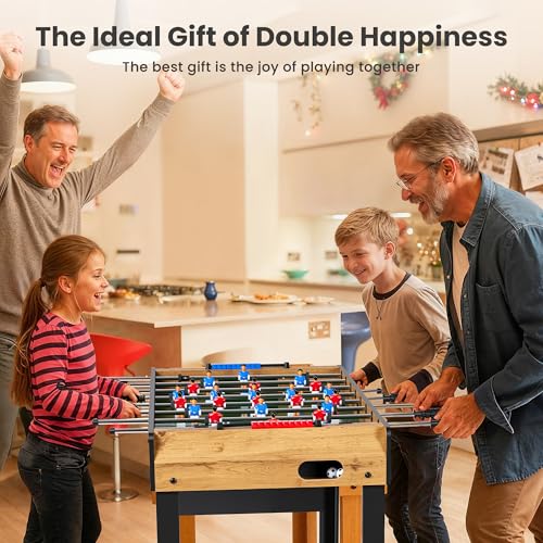 48” Foosball Table, Competition Sized Game Table with Adjustable Table Leg Support, 3 Balls for Adult, Home, Game Room