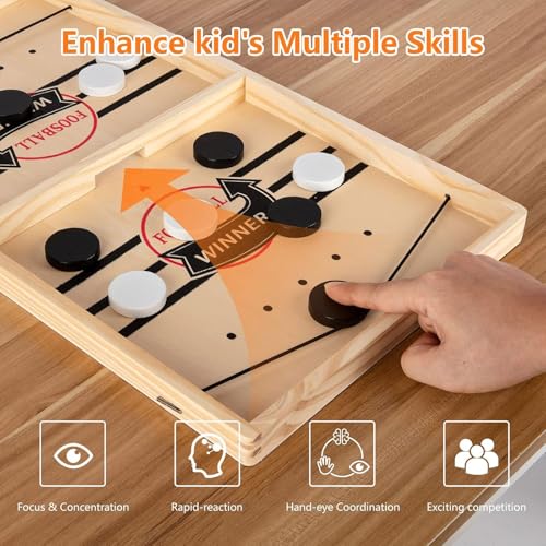 Board Game Fast Sling Puck Game Fast Action Wooden Air Hockey Board Games for Adults, Family Night or Friends Party(Large 1) - size: Large 1